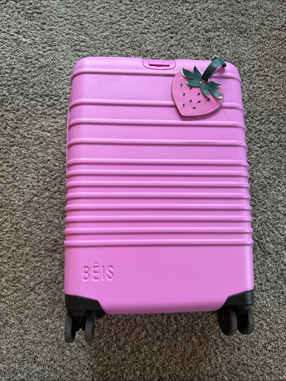 BEIS berry Carry-On Spinner Luggage with Strawberry Tag - with box